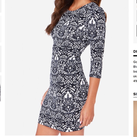 Lulus Ivory and Navy Blue Print Dress - Picture 2 of 3